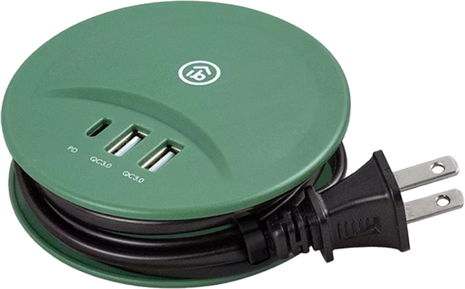 aibo PD+QC3.0 智慧雙快充收納延長線 適用各大品牌手機 各種類型USB 類3C用品, 1m, 森林綠, 1個
