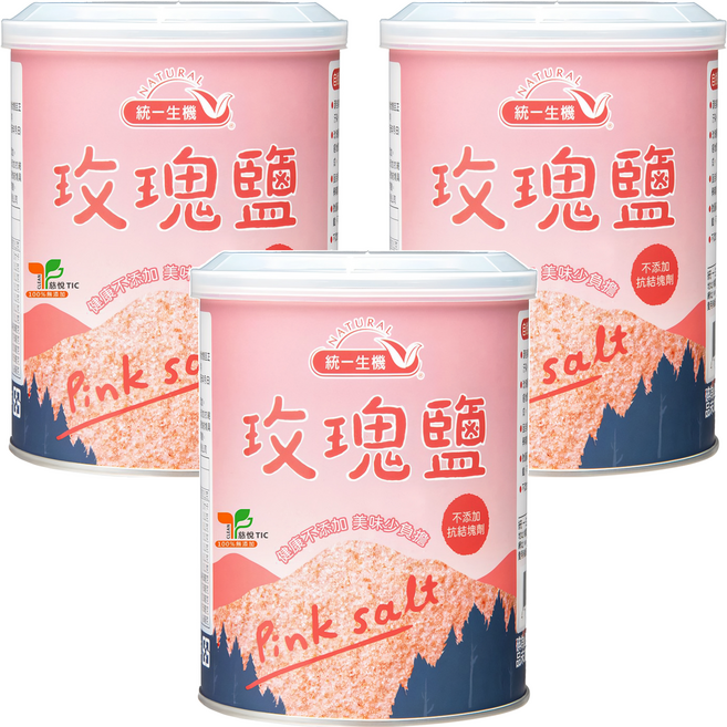 統一生機 玫瑰鹽, 600g, 3罐