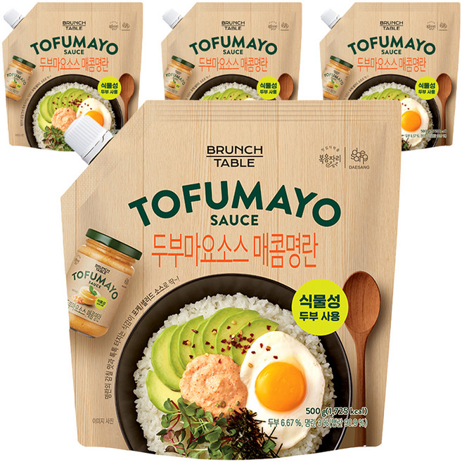 복음자리 브런치테이블 두부마요소스 매콤명란, 500g, 4개