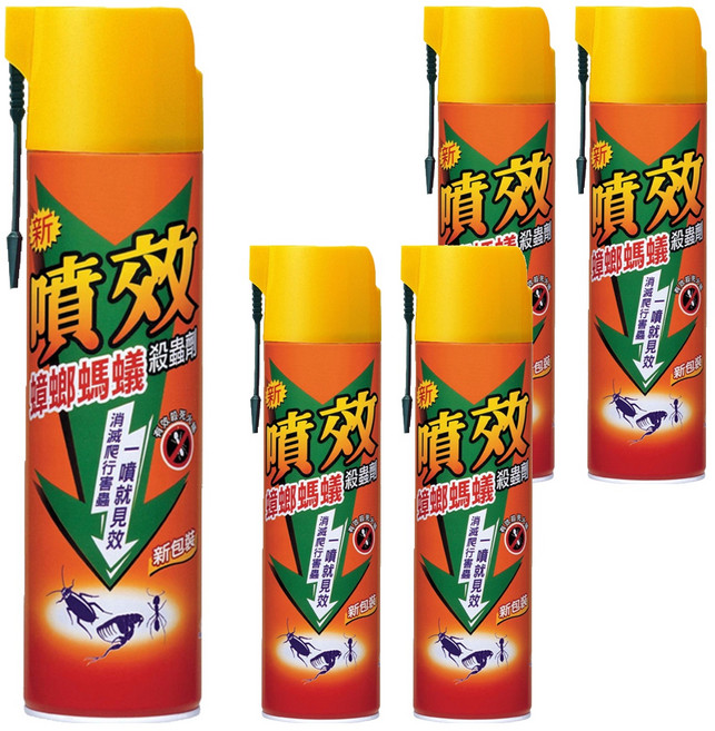 噴效 蟑螂螞蟻殺蟲劑, 600ml, 5瓶