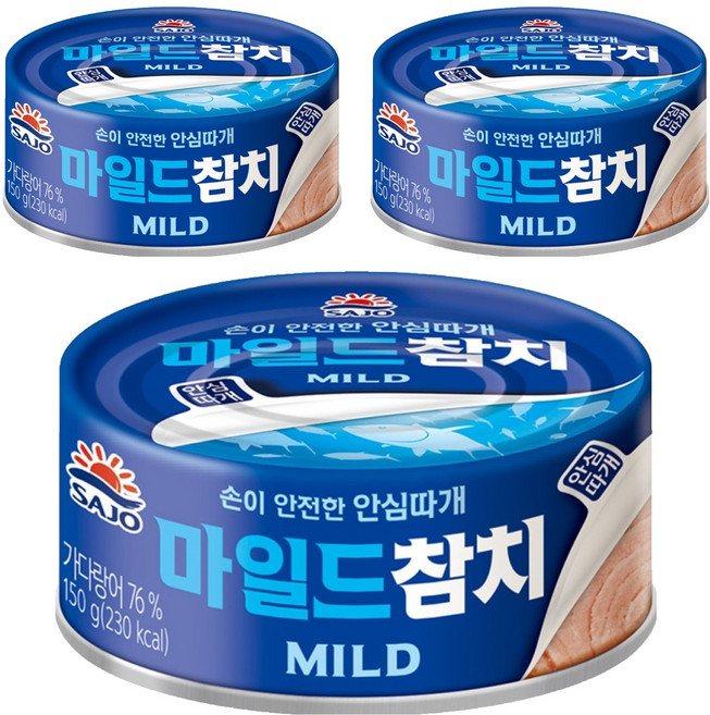 사조참치 마일드 참치, 150g, 3개