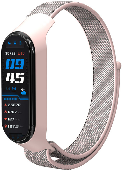 누아트 샤오미 미밴드 5/6/7 스포츠루프 밴드 스트랩, 라이트핑크