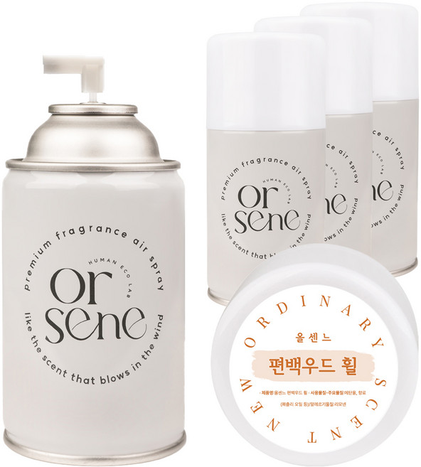 올센느 프리미엄 니치 캔 방향제 리필, 250ml, 4개, 편백우드 휠