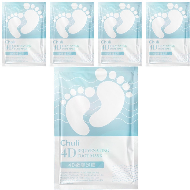 CHULI 初梨 4D嫩足膜, 1雙, 5包, 34ml