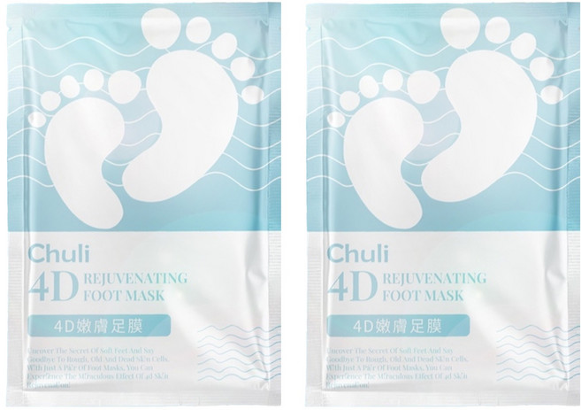CHULI 初梨 4D嫩足膜, 1雙, 2包, 34ml
