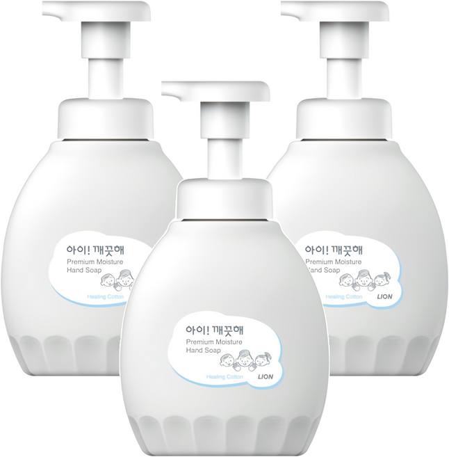 아이깨끗해 프리미엄 모이스처 핸드워시 힐링코튼, 450ml, 3개