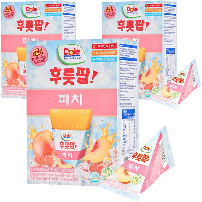 돌 후룻팝 피치 8p, 496ml, 3개