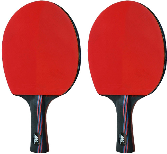 MK 短乒乓球拍 2入 實木雙面反膠, 三星 短, 1組