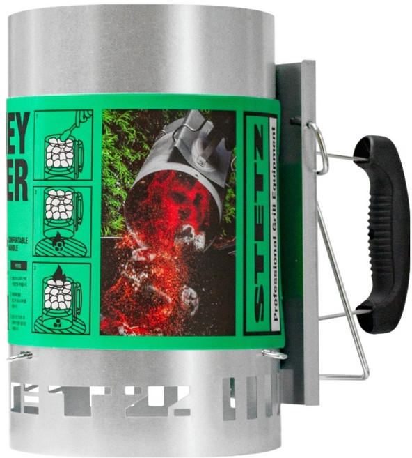 스테츠 캠핑용 바베큐 대형 침니스타터, 실버, 1개