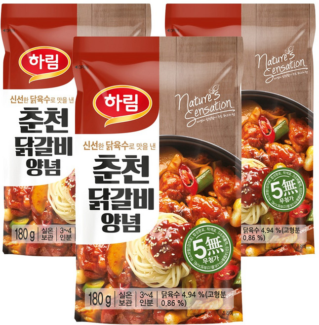 하림 춘천 닭갈비 양념, 180g, 3개