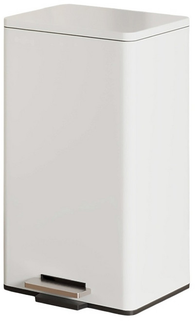 ONE HOUSE 格拉斯高質感靜音緩降不鏽鋼垃圾桶 OH-Q604-C1 平蓋 25L, 米白色