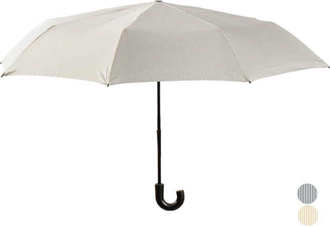 JAJU 여성용 손잡이 스트라이프 3단 접이 우산
