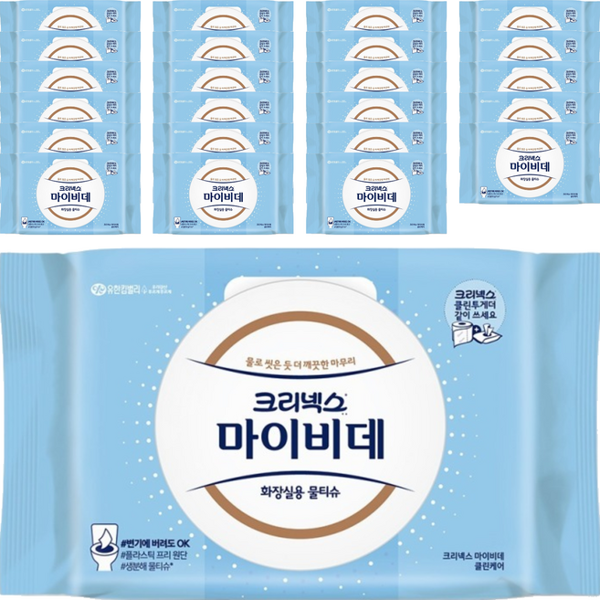 마이비데 클린케어 화장실용 물티슈 캡형, 80개입, 24개