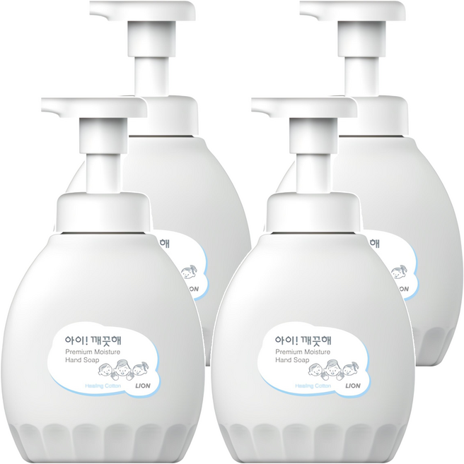 아이깨끗해 프리미엄 모이스처 핸드워시 힐링코튼, 450ml, 4개