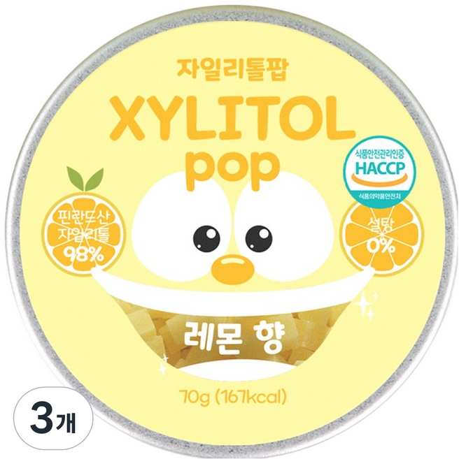 자일리톨팝 틴케이스 레몬비타민, 70g, 3개
