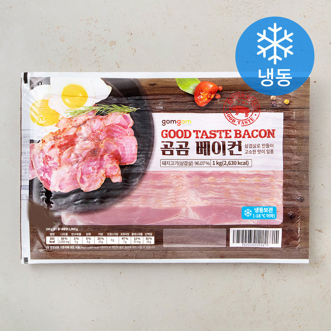곰곰 베이컨 (냉동), 1kg, 1개