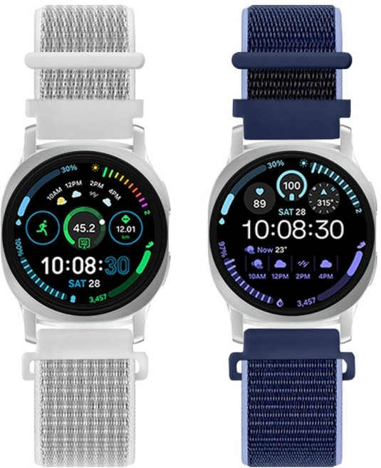리아몬트 갤럭시워치 나일론 스포츠루프 밴드 스트랩 2개, 1세트, 미드나잇블루블랙, 써밋화이트