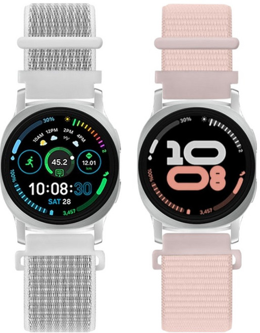 리아몬트 갤럭시워치 나일론 스포츠루프 밴드 스트랩 2개, 1세트, 펄핑크, 써밋화이트