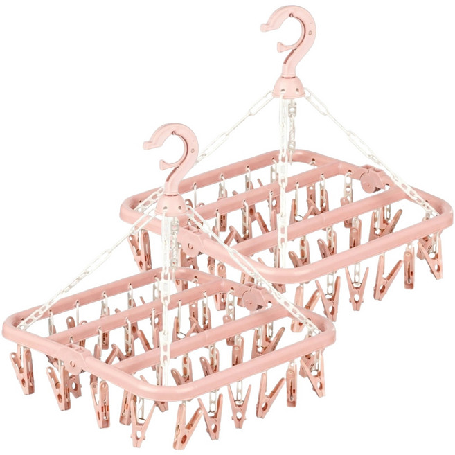 에이러블 다기능 접이식 옷걸이, 핑크, 2개