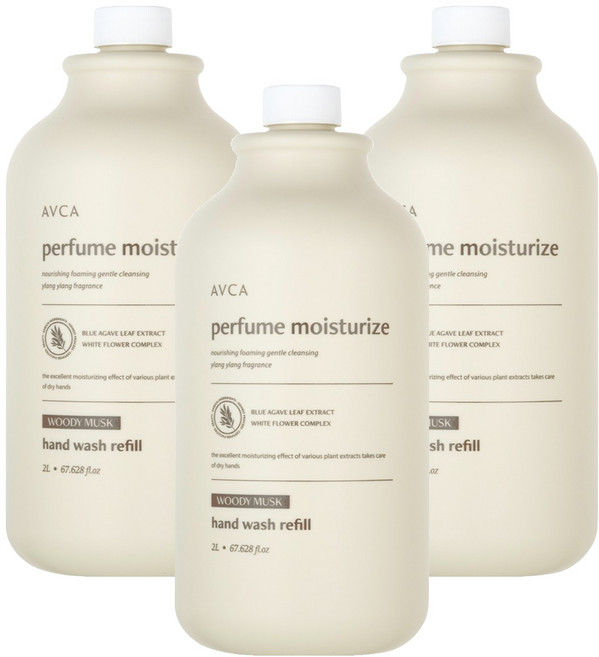 아브카 퍼퓸 핸드워시 대용량 리필 우디 머스크, 2L, 3개