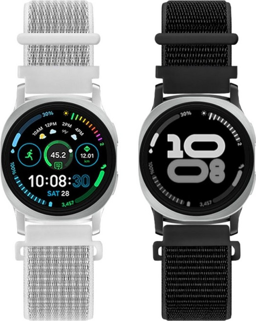 리아몬트 갤럭시워치 나일론 스포츠루프 밴드 스트랩 2종, 1세트, 써밋화이트, 다크블랙