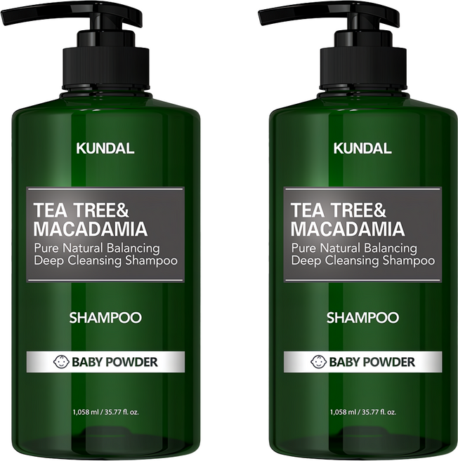 KUNDAL 昆黛爾 茶樹&澳洲堅果控油洗髮精 Baby Powder, 1058ml, 2瓶