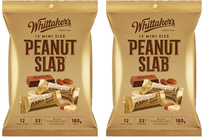 휘태커스 미니 슬랩 피넛 밀크 초콜릿, 180g, 2개