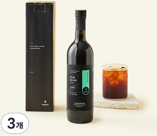 핸디엄 콜드브루 커피원액 디카페인 DECAF BLEND, 750ml, 3개
