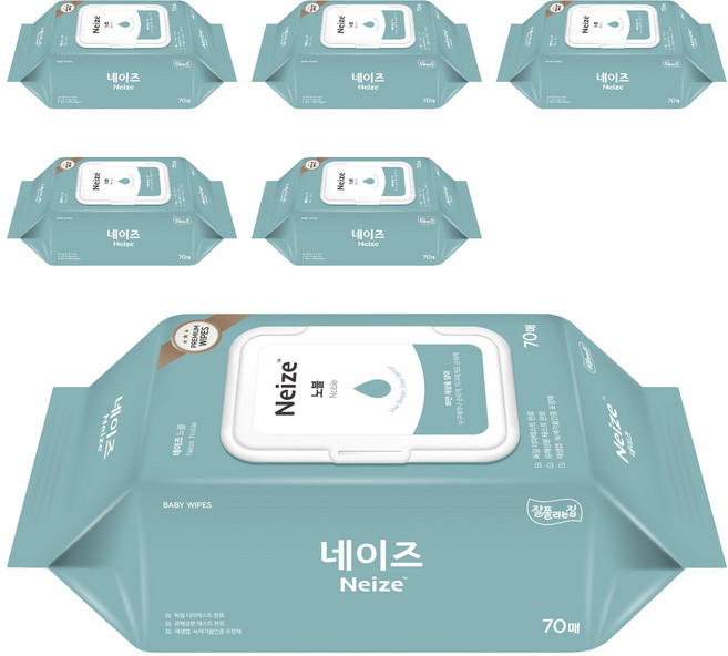 네이즈 노블 물티슈 캡형, 70매, 6세트