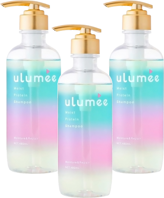 ulumee 胺基酸保濕修復洗髮精 西洋梨&茉莉玫瑰, 480ml, 3瓶