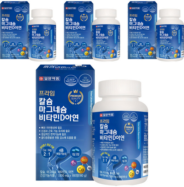 일양약품 프라임 칼슘 마그네슘 비타민D 아연, 180정, 4개