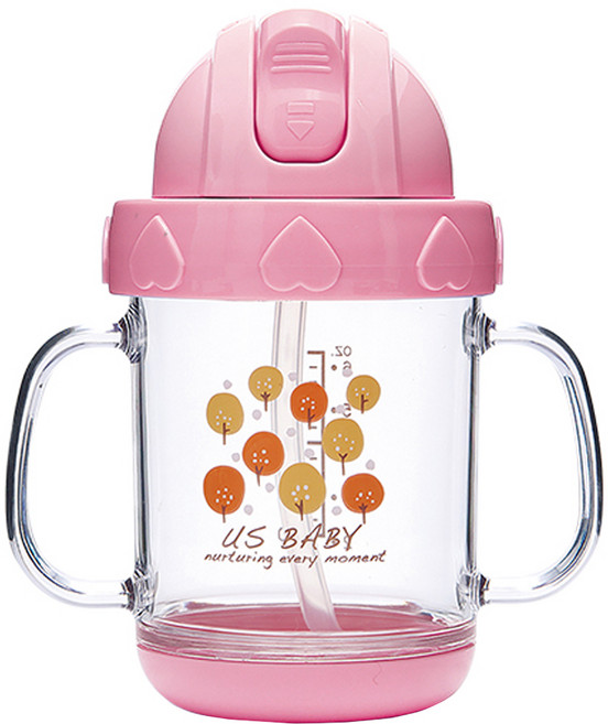 US baby 優生 馬卡龍森活學飲杯, 粉色, 180ml, 1個