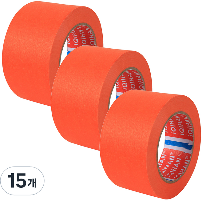 iQIHAN 다다 칼라 마스킹 테이프 40mm x 20m, 주황, 15개