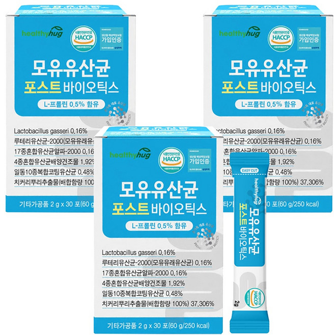 헬씨허그 모유유산균 포스트바이오틱스 30p, 60g, 3개