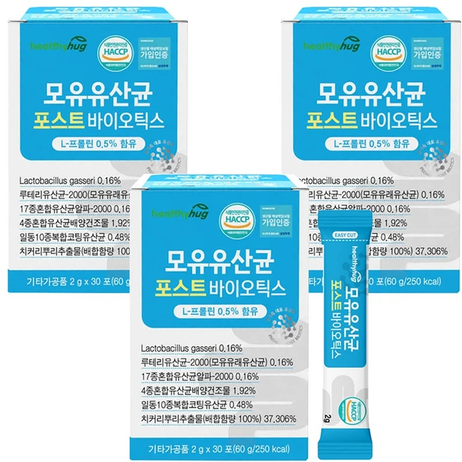 헬씨허그 모유유산균 포스트바이오틱스 30p, 60g, 3개 - 쿠팡