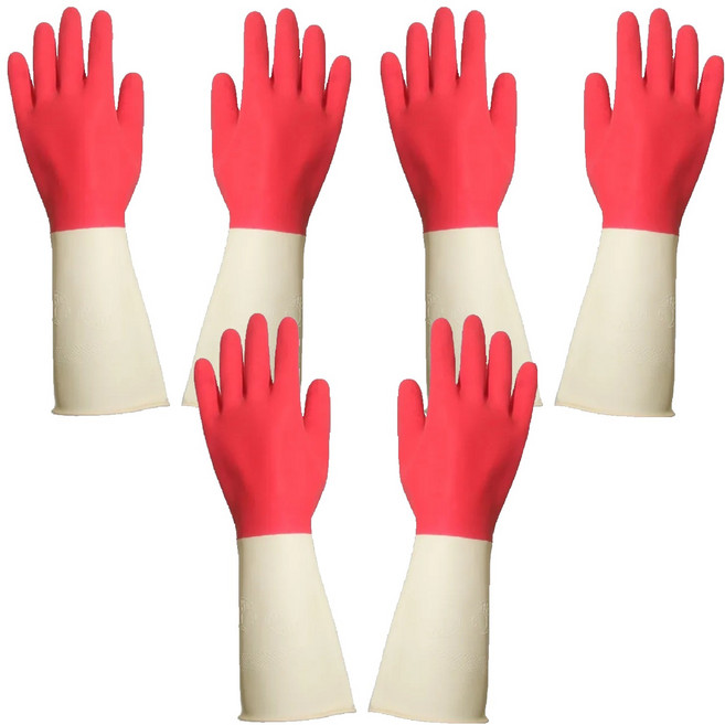 AXIS 艾克思 台灣製家庭用雙色乳膠手套 3雙, 雙色, M, 1組