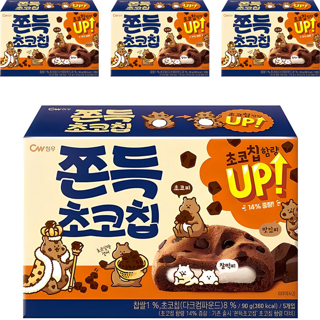 청우식품 쫀득 초코칩, 90g, 4개