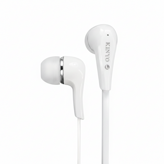 Kinyo 耳塞式耳機 1.2m(插頭3.5mm), EMP-65, 白色, 1個