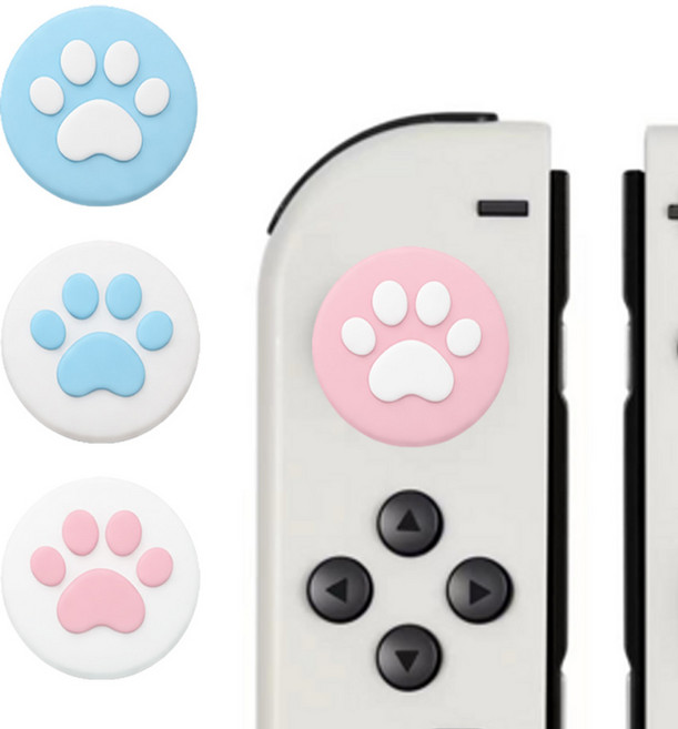 긱쉐어 닌텐도 스위치 조이콘 호환 실리콘 스틱 보호캡 4p, 스카이블루&핑크, 1세트
