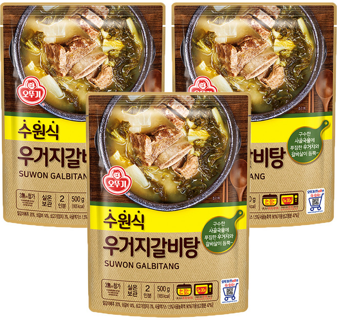 오뚜기 수원식 우거지갈비탕, 3개, 500g