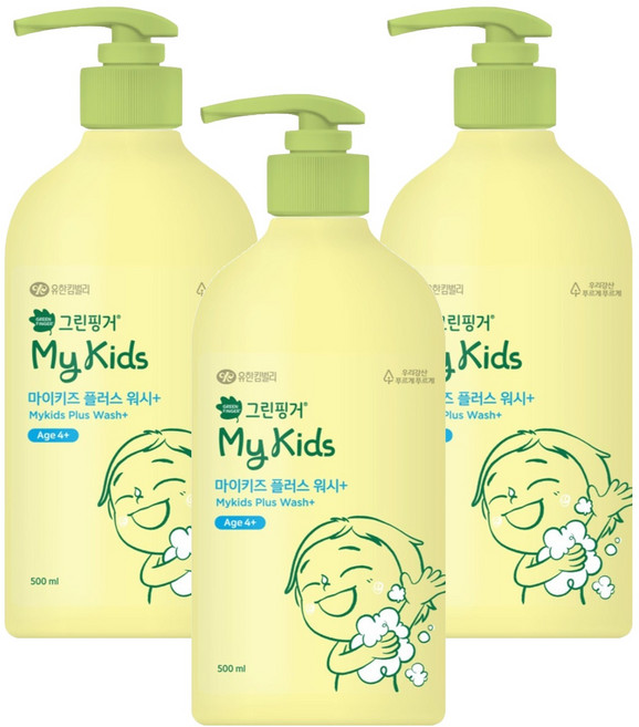그린핑거 아동용 마이키즈 플러스 워시, 500ml, 3개