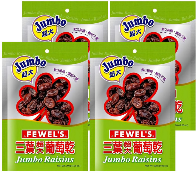 FEWEL'S 三葉 超大葡萄乾, 200g, 4包