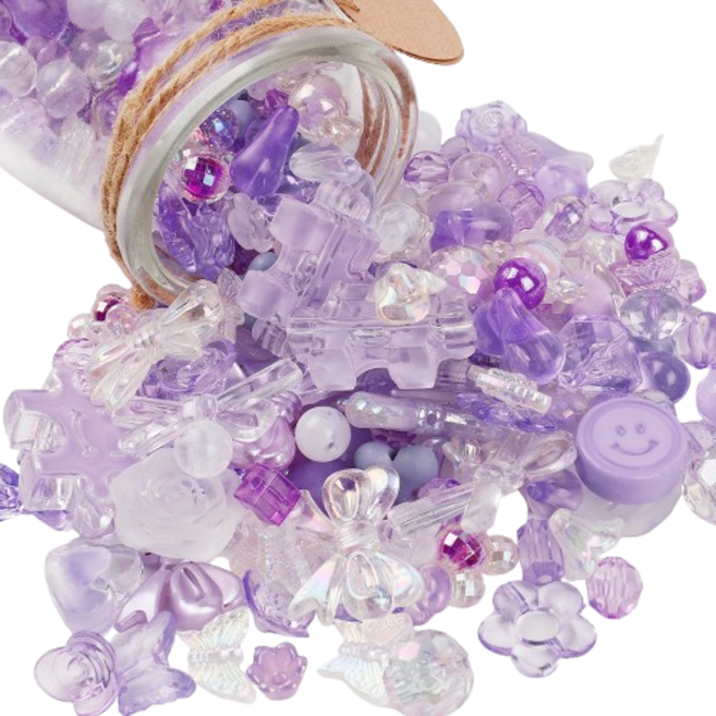 왕실 비즈 팔찌 스트랩 키링 만들기 공예 재료 세트 50g, 퍼플, 1세트