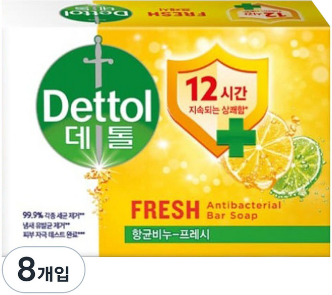 데톨 비누 프레시, 110g, 8개입