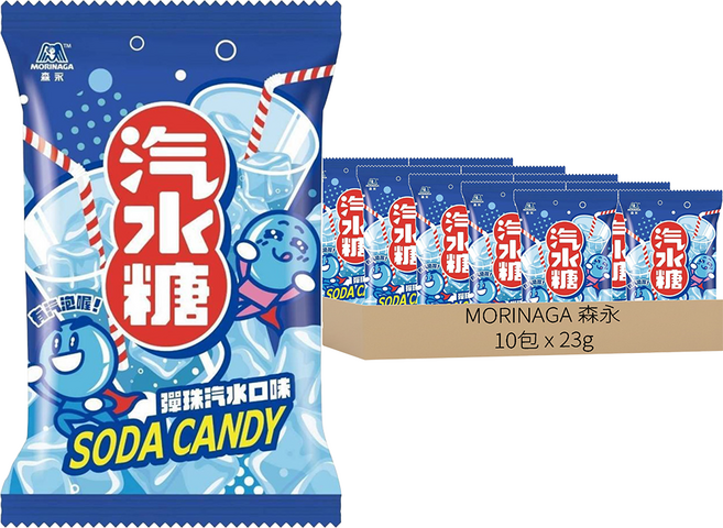 MORINAGA 森永 汽水糖 彈珠汽水口味, 23g, 10包