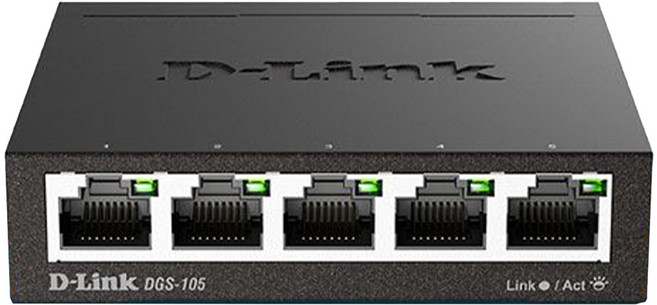 D-Link 友訊科技 5埠 Gigabit 桌上型網路交換器, DGS-105, 1台