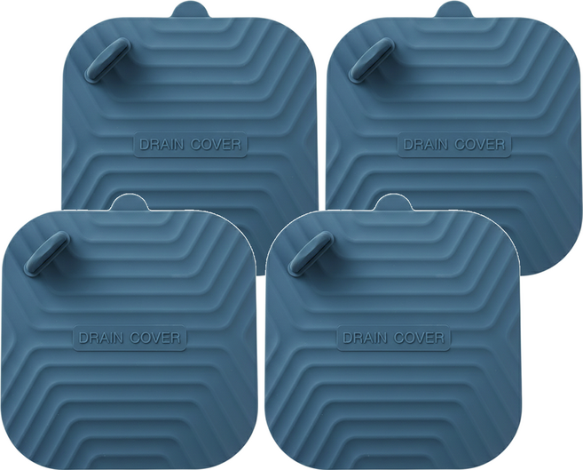 排水孔 防臭蓋方形 款式隨機 15 x 15cm 4個, 霧霾藍, 1組