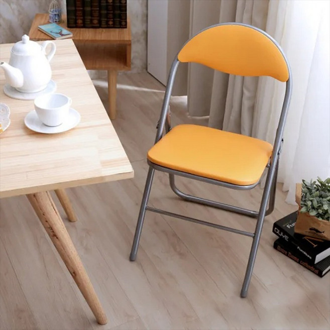 Cotton Field 棉花田傢飾 馬卡龍仿皮折疊椅, 黃色, 1個