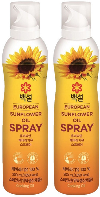 백설 유러피안 해바라기유 스프레이 오일, 2개, 200ml