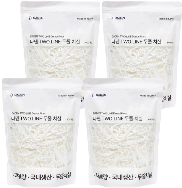 다덴픽 TWO LINE 두줄 치실, 600개입, 4개